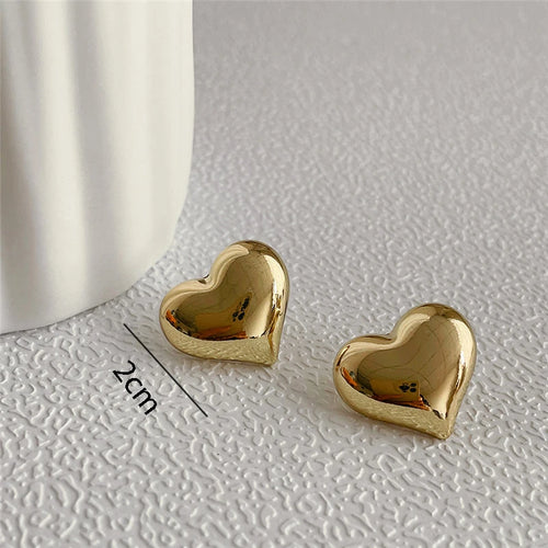 2024 New Fashion Punk Gold Sliver Color Heart Earring For Women