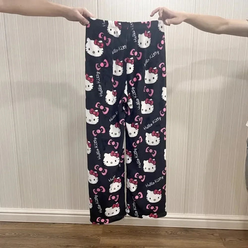 Sanrio Hello Kitty Flannel Pajamas  Y2k Kawaii Anime Women'S Warm