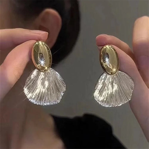 2024 New Fashion Punk Gold Sliver Color Heart Earring For Women