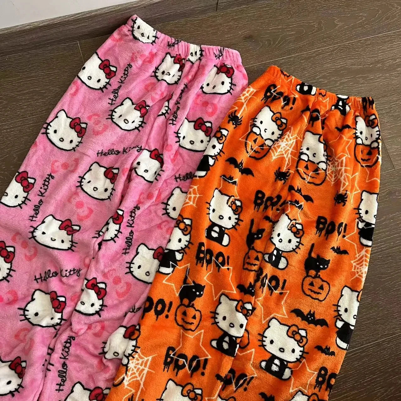 Sanrio Hello Kitty Flannel Pajamas  Y2k Kawaii Anime Women'S Warm