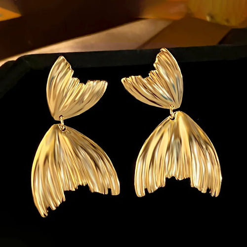 2024 New Fashion Punk Gold Sliver Color Heart Earring For Women